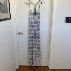 Gaya Tie Dye Grey and White Maxi Dress Medium